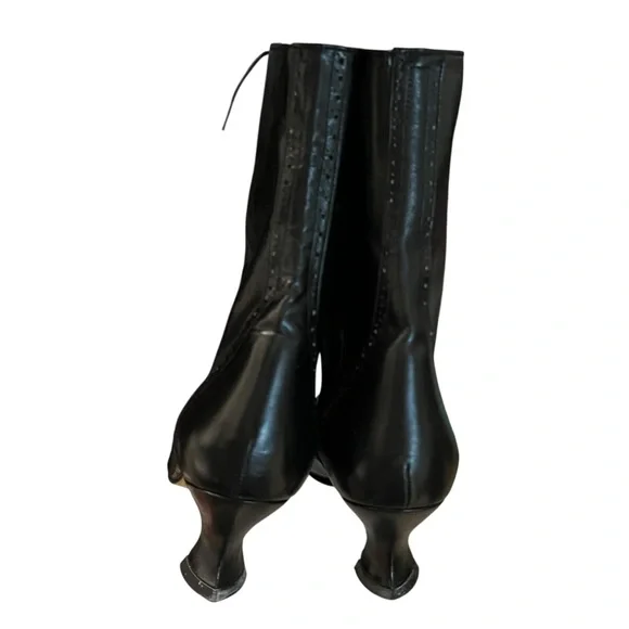 Kenneth Cole Black Leather Lace-Up Victorian Oxford Boots Made in Spain 90s Y2K - Picture 7 of 16